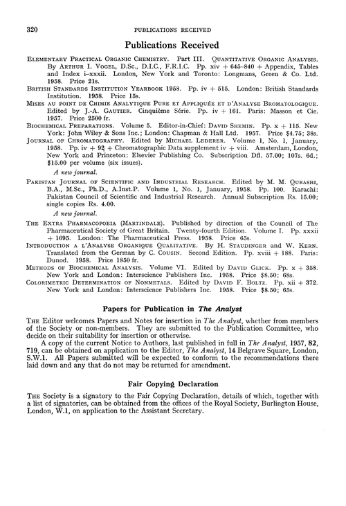 Papers for publication in The Analyst