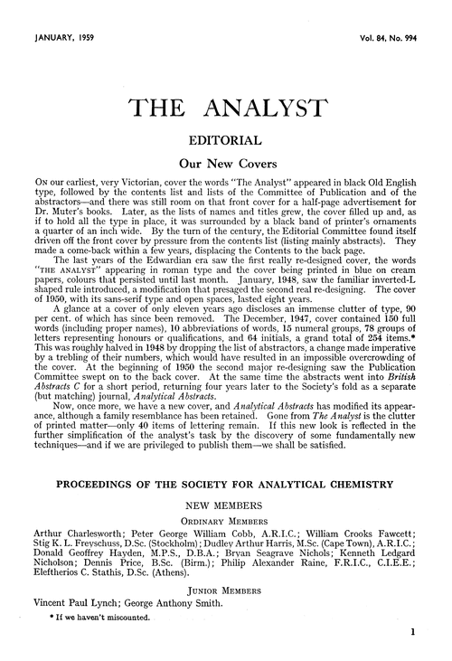 Proceedings of the Society for Analytical Chemistry