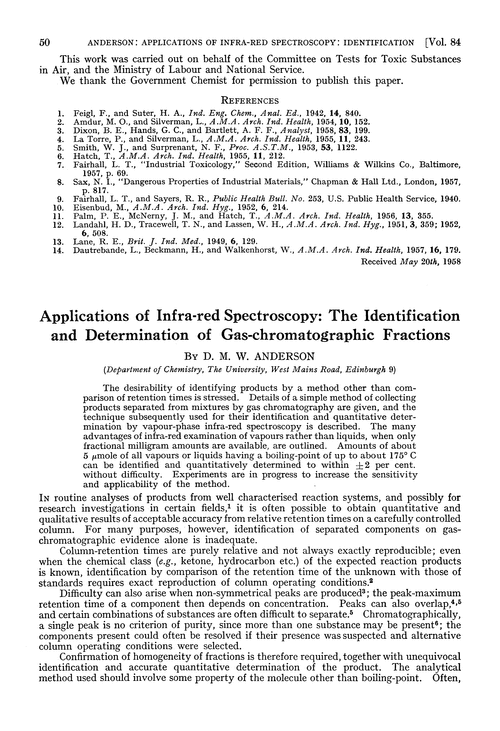 Applications of infra-red spectroscopy: the identification and determination of gas-chromatographic fractions