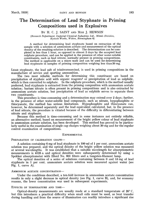 The determination of lead styphnate in priming compositions used in explosives