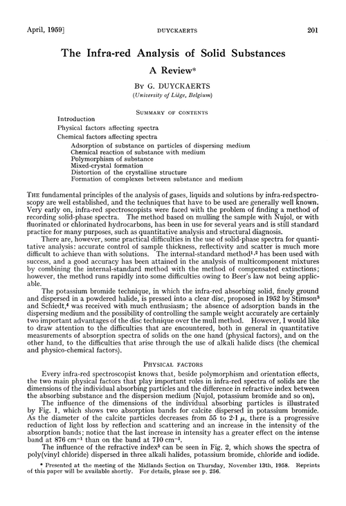 The Infra Red Analysis Of Solid Substances A Review Analyst Rsc Publishing