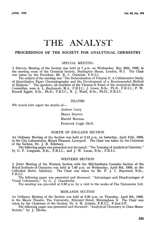 Proceedings of the Society for Analytical Chemistry