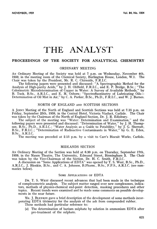 Proceedings of the Society for Analytical Chemistry
