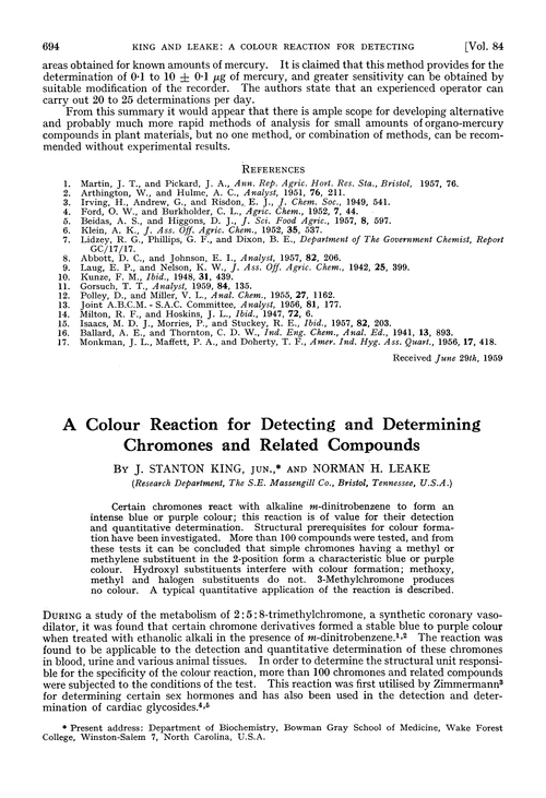 A colour reaction for detecting and determining chromones and related compounds