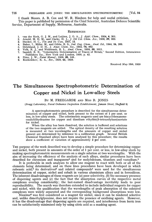 The simultaneous spectrophotometric determination of copper and nickel in low-alloy steels