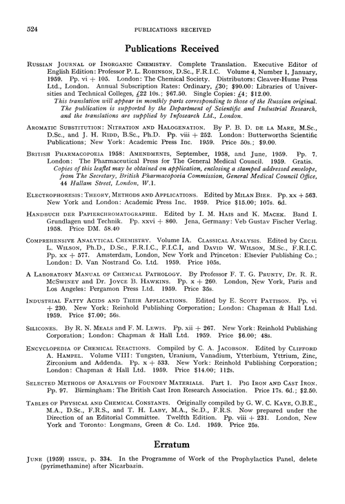 Publications received