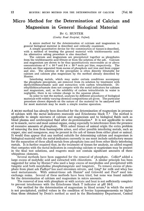 Micro method for the determination of calcium and magnesium in general biological material