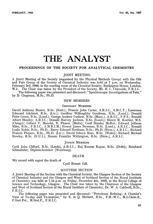 Proceedings of the Society for Analytical Chemistry
