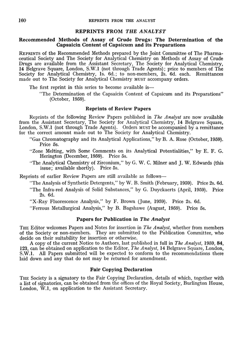 Reprints from The Analyst