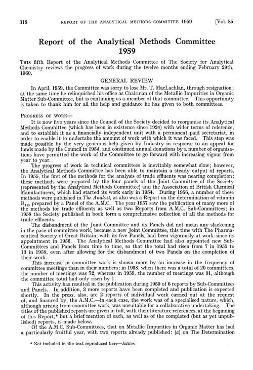 Report of the Analytical Methods Committee, 1959