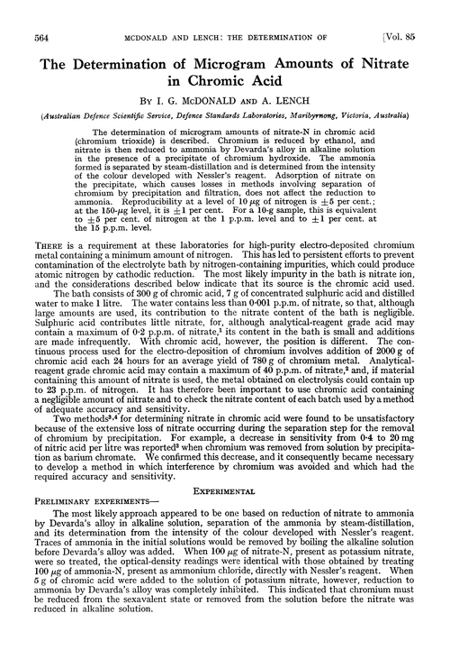 The determination of microgram amounts of nitrate in chromic acid