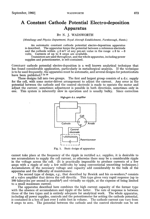 A constant cathode potential electro-deposition apparatus