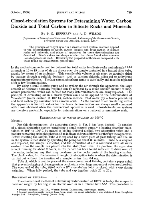 Closed-circulation systems for determining water, carbon dioxide and total carbon in silicate rocks and minerals