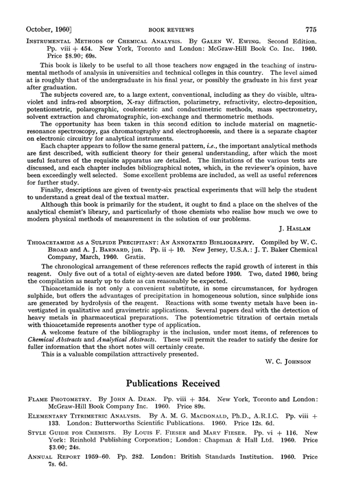 Publications received