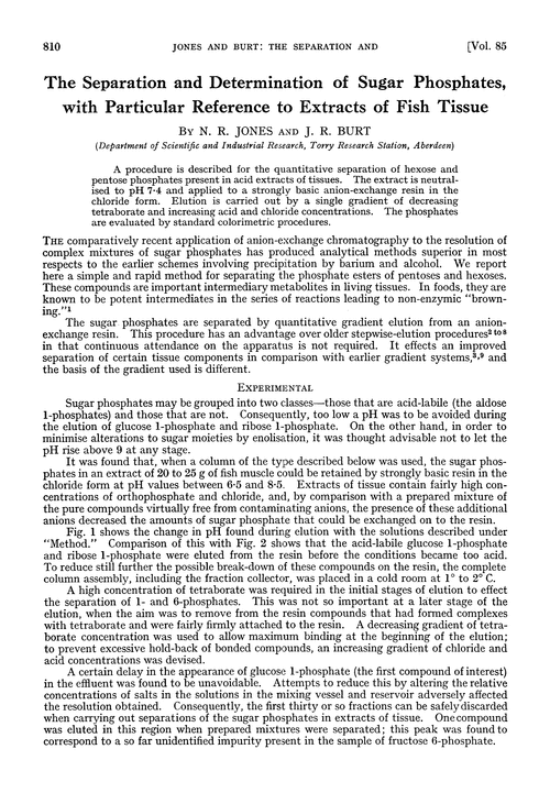 The separation and determination of sugar phosphates, with particular reference to extracts of fish tissue