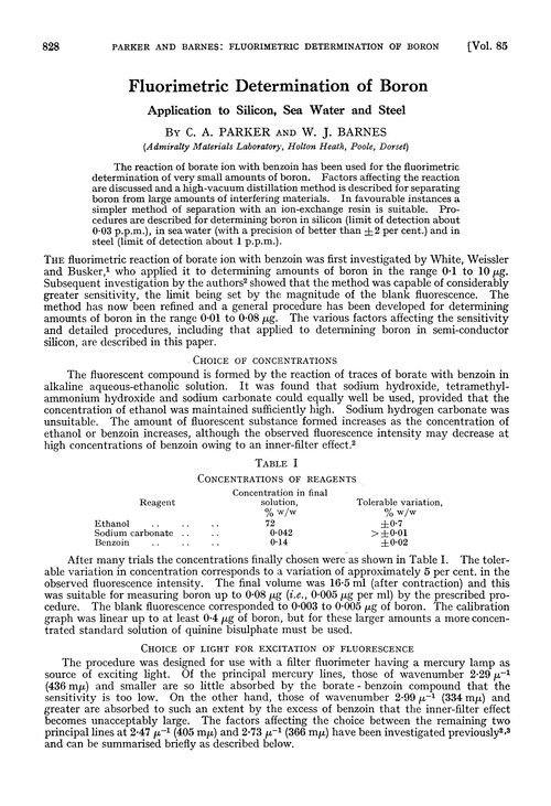 Fluorimetric determination of boron: application to silicon, sea water and steel