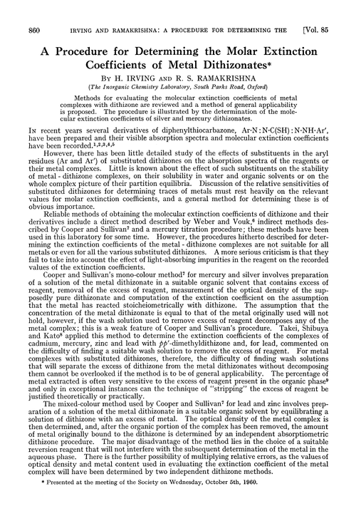 A procedure for determining the molar extinction coefficients of metal dithizonates