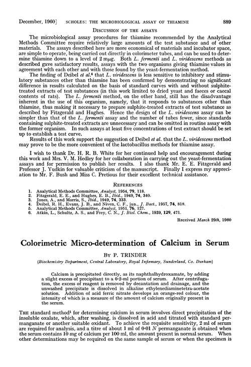 Colorimetric micro-determination of calcium in serum