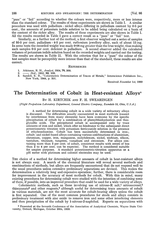 The determination of cobalt in heat-resistant alloys