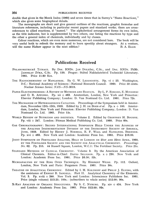 Publications received