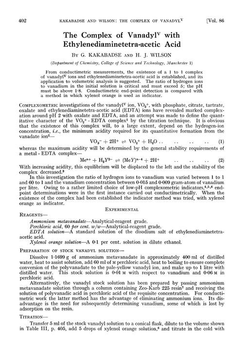 The complex of vanadylV with ethylenediaminetetra-acetic acid