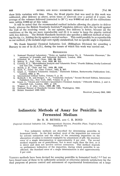 Iodimetric methods of assay for penicillin in fermented medium