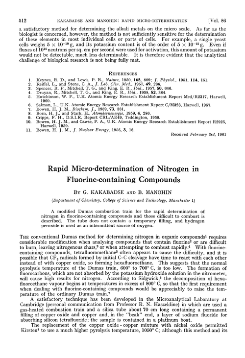 Rapid micro-determination of nitrogen in fluorine-containing compounds