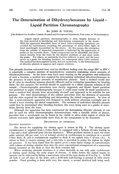 The determination of dihydroxybenzenes by liquid-liquid partition chromatography