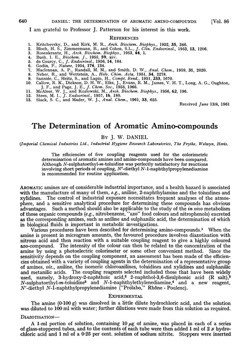 The determination of aromatic amino-compounds