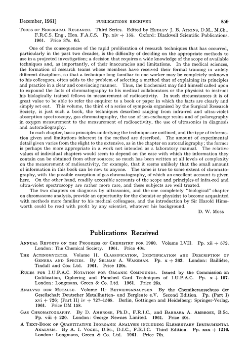 Publications received