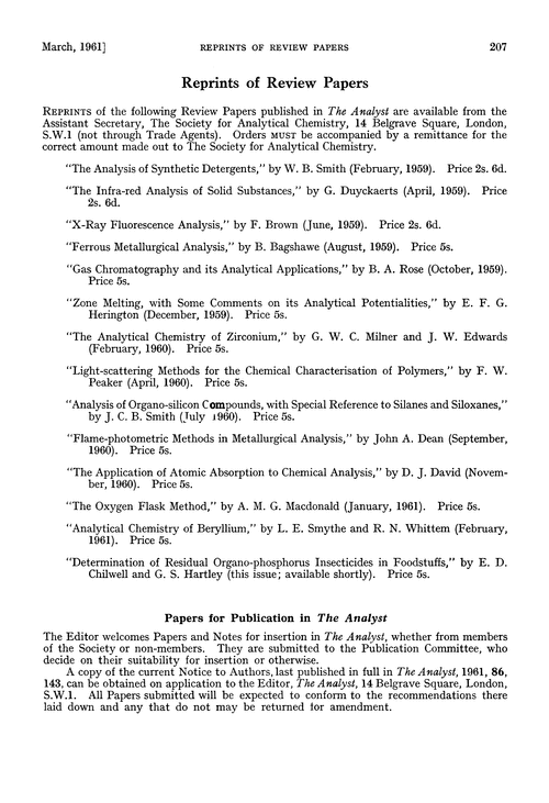 Papers for publication in The Analyst