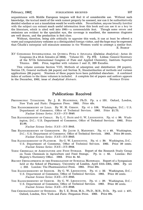 Publications received