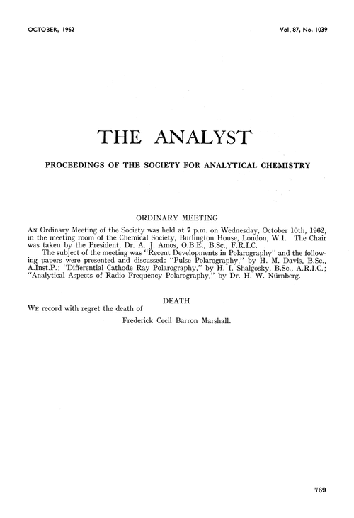 Proceedings of the Society for Analytical Chemistry