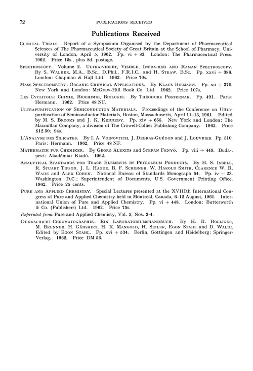 Publications received