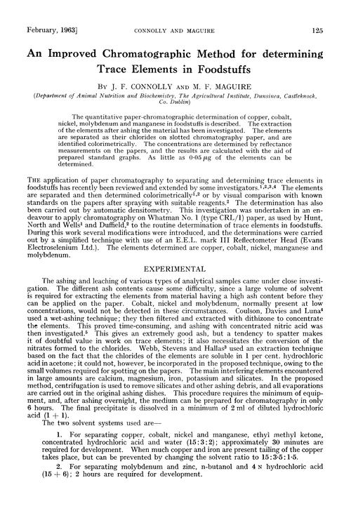 An improved chromatographic method for determining trace elements in foodstuffs