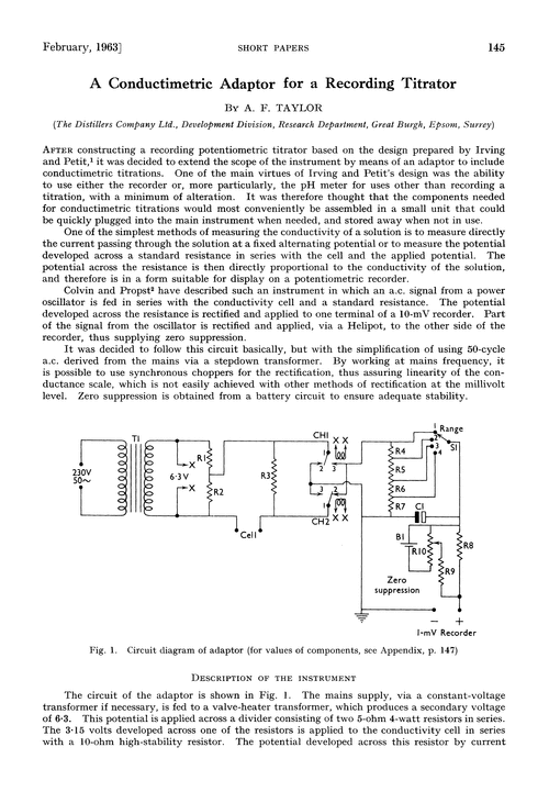 A conductimetric adaptor for a recording titrator