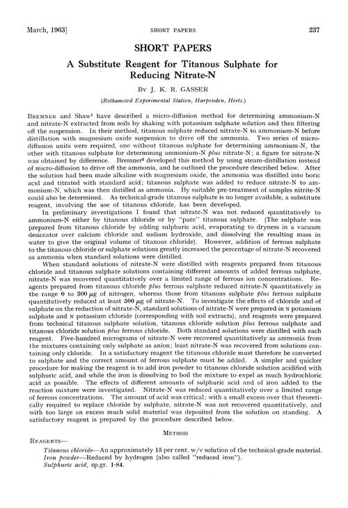 A substitute reagent for titanous sulphate for reducing nitrate-N