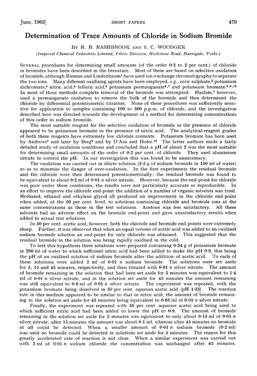 Determination of trace amounts of chloride in sodium bromide