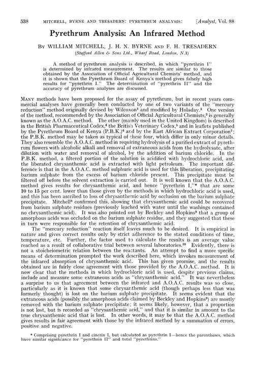 Pyrethrum analysis: an infrared method