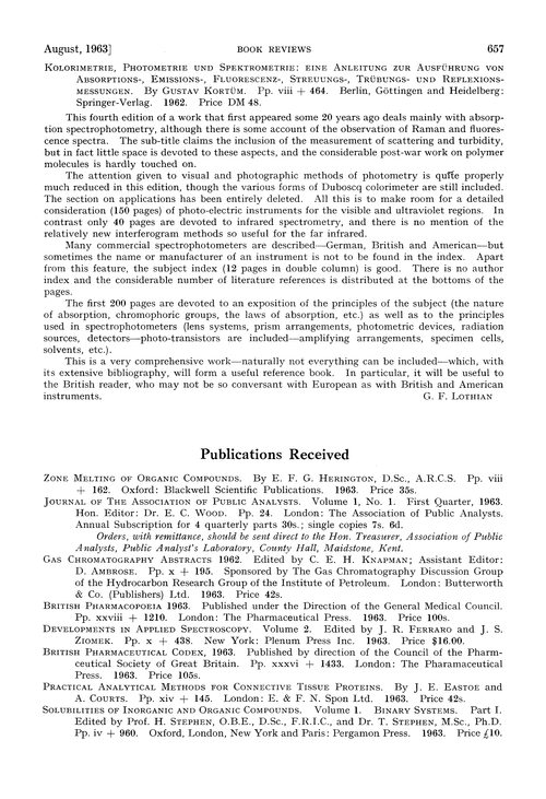 Publications received