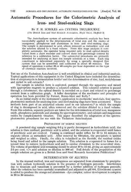 Automatic procedures for the colorimetric analysis of iron- and steel-making slags