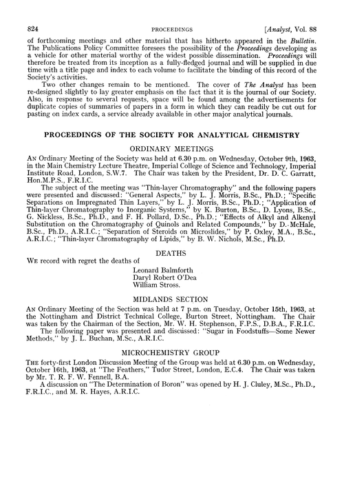 Proceedings of the Society for Analytical Chemistry
