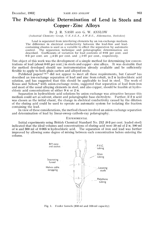 The polarographic determination of lead in steels and copper-zinc alloys