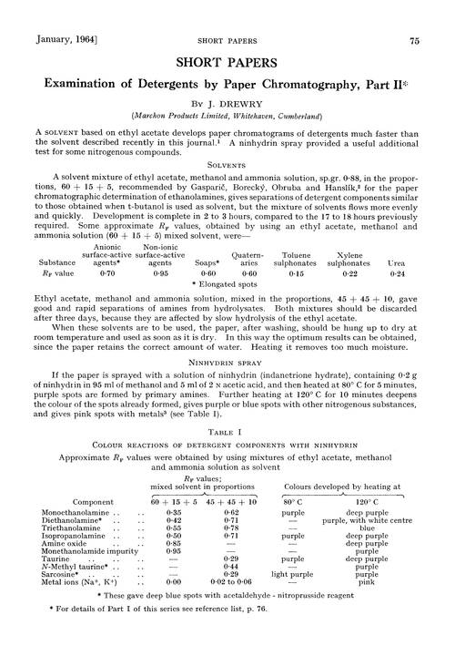 Examination Of Detergents By Paper Chromatography Part Ii Analyst Rsc Publishing