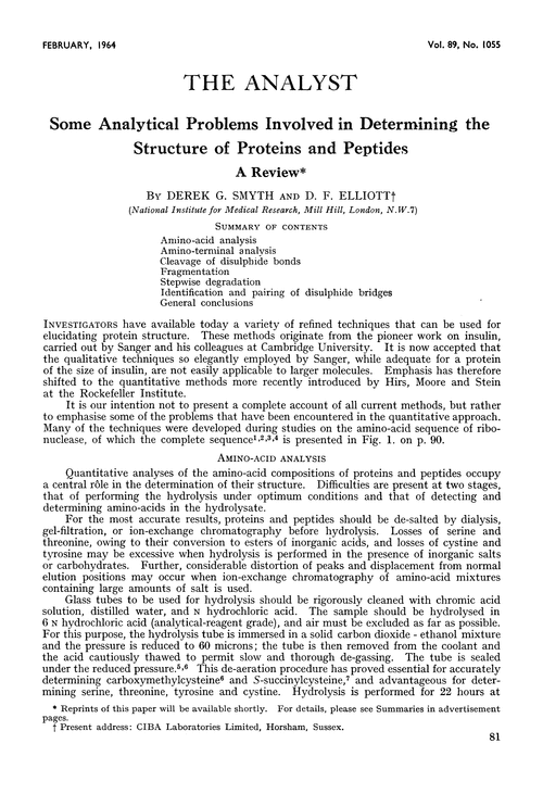 Some analytical problems involved in determining the structure of proteins and peptides. A review