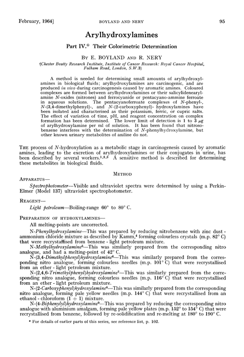 Arylhydroxylamines. Part IV. Their colorimetric determination