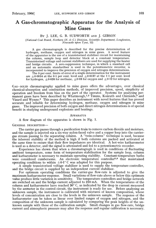 A gas-chromatographic apparatus for the analysis of mine gases