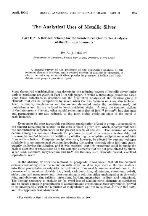 The analytical uses of metallic silver. Part II. A revised scheme for the semi-micro qualitative analysis of the common elements