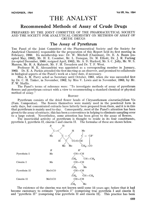 The assay of pyrethrum