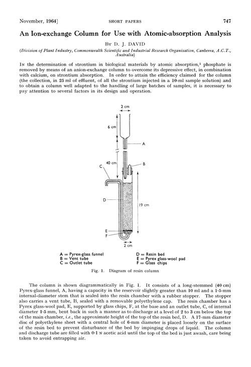 An ion-exchange column for use with atomic-absorption analysis